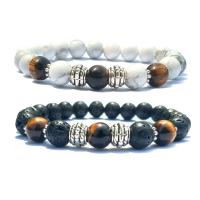 Gemstone Bracelets with Tiger Eye plated & Unisex 8mm Length 7.4 Inch Sold By Lot