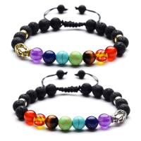 Lava Woven Ball Bracelets with Gemstone plated Unisex 8mm Sold Per 7.4 Inch Strand