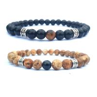 Gemstone Bracelets, plated, different materials for choice & Unisex, 8mm, Sold Per 7.4 Inch Strand