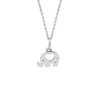 925 Sterling Silver Necklaces, Elephant, silver color plated, oval chain & for woman & hollow, 10mm, Length:Approx 15.7 Inch, 2Strands/Lot, Sold By Lot