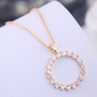 Brass Necklace, with Cubic Zirconia, plated, for woman, more colors for choice, nickel, lead & cadmium free, 420*20mm, Sold By Strand