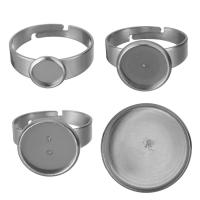 нержавеющая сталь гнездо-оправа для кольца, разный размер для выбора, оригинальный цвет, отверстие:Приблизительно 1.5mm, размер:7, 200ПК/Лот, продается Лот