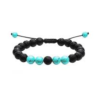 Gemstone Bracelets, with Lava, different materials for choice & Unisex & anti-fatigue, 8mm, Length:Approx 7 Inch, 3Strands/Lot, Sold By Lot