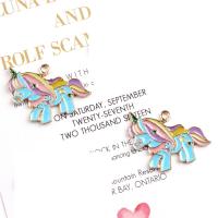 Zinc Alloy Animal Pendants with enamel Unicorn Sold By Bag