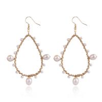 Brass Drop Earring with Freshwater Pearl Teardrop for woman Sold By Pair