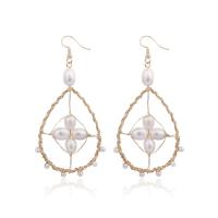 Brass Drop Earring with Freshwater Pearl Baroque style & for woman Sold By Pair