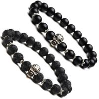 Gemstone Bracelets, with Tibetan Style, plated, different materials for choice & Unisex, black, Length:7.2 Inch, 5Strands/Lot, Sold By Lot