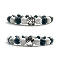 Howlite Bracelet with Gemstone & Zinc Alloy plated & Unisex Length 7.2 Inch Sold By Lot