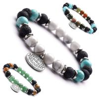 Gemstone Bracelets, with Tibetan Style, plated, different materials for choice & Unisex, Sold Per 7.4 Inch Strand