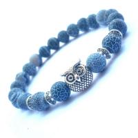 ágata florescente pulseira, with liga de zinco, banhado, joias de moda & unissex, azul, vendido para 7.4 inchaltura Strand