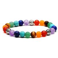 Natural Matte Gemstone Bracelet with Zinc Alloy Spacer plated Unisex multi-colored  Sold Per 7.2 Inch Strand