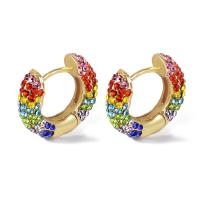 Brass Leverback Earring with Rhinestone plated fashion jewelry & for woman nickel lead & cadmium free 13mm Sold By Pair