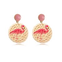 Rattan Drop Earring with Zinc Alloy & for woman & enamel Sold By Pair