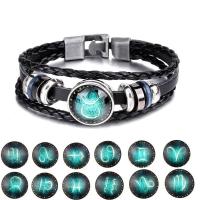 Zinc Alloy Bracelet with PU Leather & Glass doctorial hat three layers & Adjustable & Unisex 20mm 3/Lot Sold By Lot