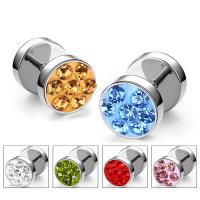 Stainless Steel Stud Earrings fashion jewelry & Unisex & with rhinestone Sold By PC