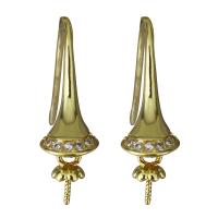 Brass Earring Drop Component, gold color plated, micro pave cubic zirconia, nickel, lead & cadmium free, 7.5x18x14mm,0.8mm,1mm,24mm, 10PCs/Lot, Sold By Lot