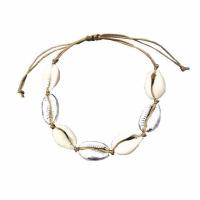 Zinc Alloy Jewelry Sets bracelet & necklace with Cotton Cord & Shell plated 2 pieces & fashion jewelry & for woman nickel lead & cadmium free 6.5lnchuff0c14lnch Sold By Set