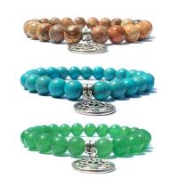 Gemstone Bracelets, with Tibetan Style, plated, different materials for choice & Unisex, 8mm, Sold Per 7.4 Inch Strand