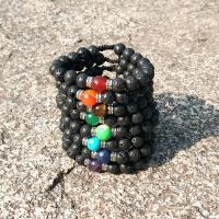 Lava Woven Ball Bracelets, with Gemstone, plated, different materials for choice & Unisex & adjustable, Sold Per 7.4 Inch Strand