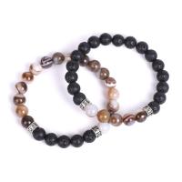 Lava Bracelet, with Agate, plated, Unisex & different styles for choice, Sold Per 7.4 Inch Strand