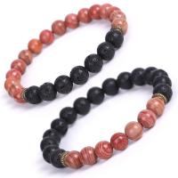 Lava Bracelet, with Grain Stone, plated, Unisex & different styles for choice, Sold Per 7.4 Inch Strand