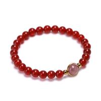 Red Agate Bracelets, with Gemstone, plated, different materials for choice & Unisex, Sold Per 6.8 Inch Strand