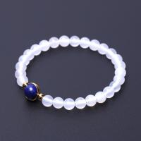 White Agate Bracelet, with Gemstone, plated, different materials for choice & Unisex, Sold Per 6.8 Inch Strand