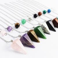 Gemstone Pendulum Pendant, Conical, platinum color plated, different materials for choice & Unisex, nickel, lead & cadmium free, 15x30mm,8mm, Sold Per Approx 9.57 Inch Strand