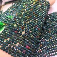 Chicken-blood Stone Beads, Round, polished, DIY & different size for choice & faceted, green, Sold Per Approx 15 Inch Strand