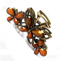 Hair Claw Clips Zinc Alloy with Resin Butterfly with rhinestone 8.2cmx4cm Sold By PC