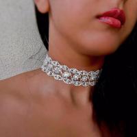 Tibetan Style Choker Necklace, plated, fashion jewelry & for woman & with rhinestone, more colors for choice, nickel, lead & cadmium free, 240x30mm, Sold By Strand