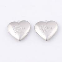 Fashion Locket Pendants, Stainless Steel, Heart, DIY, original color, nickel, lead & cadmium free, 29*29mm, Hole:Approx 2mm, 5PCs/Lot, Sold By Lot