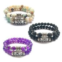 Gemstone Bracelets, with Tibetan Style, plated, different materials for choice & Unisex, Sold Per 7.2 Strand