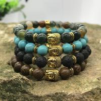Gemstone Bracelets, with Tibetan Style, plated, different materials for choice & Unisex, Sold Per 7.2 Strand