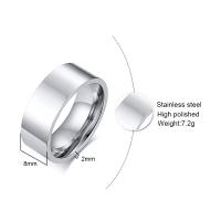 Titanium Staal Finger Ring, mode sieraden & verschillende grootte voor keus & voor de mens, zilver, 2x8mm, Maat:7-12, Verkocht door PC
