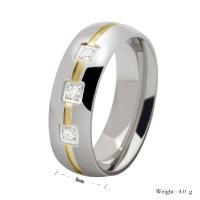 Titanium Steel Finger Ring, különböző méretű a választás & az ember & strasszos, ezüst, 6mm, Méret:5-13, Által értékesített PC