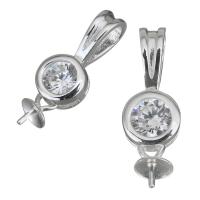 925 Sterling Silver Peg Bail, micro pave cubic zirconia, silver color, 19x6x4mm, Hole:Approx 3x5mm, Sold By PC