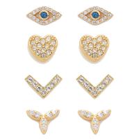 Zinc Alloy Stud Earring zinc alloy post pin gold color plated & for woman & with rhinestone Sold By Pair
