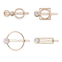 Hair Clip Zinc Alloy with Gemstone gold color plated & for woman & hollow Sold By PC