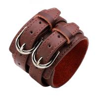 Leather Bracelet with Zinc Alloy plated fashion jewelry & Unisex Sold By Strand