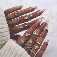 Zinc Alloy Ring Set gold color plated 16 pieces & for woman & with rhinestone nickel lead & cadmium free Sold By Set