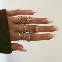 Zinc Alloy Ring Set gold color plated 8 pieces & for woman & with rhinestone nickel lead & cadmium free Sold By Set