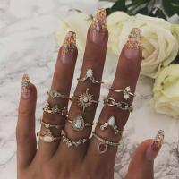 Zinc Alloy Ring Set gold color plated 12 pieces & for woman & with rhinestone nickel lead & cadmium free Sold By Set
