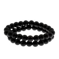 Black Agate Bracelets, Round, polished, fashion jewelry & Unisex, black, 8x8mm, Length:Approx 7.5 Inch, 2Strands/Lot, Sold By Lot