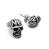 Titanium Stål Stud Earring, Skull, Salve, mode smykker & Unisex, 13mmx8mm, Solgt af par