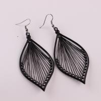 Iron Drop Earring with Nylon plated fashion jewelry & for woman & hollow black Sold By Pair