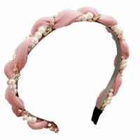 Hair Bands Iron with Nylon & Plastic Pearl plated fashion jewelry & for woman & with rhinestone nickel lead & cadmium free 130mm Sold By PC
