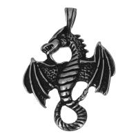 Stainless Steel Animal Pendants, Dragon, blacken, 39x56x6.50mm, Hole:Approx 4x8mm, Sold By PC