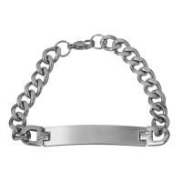 Stainless Steel Jewelry Bracelet, curb chain & for man, original color, 51x9.5mm,9mm, Sold Per Approx 8 Inch Strand