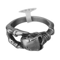 خاتم إصبع الرجل الفولاذ المقاوم للصدأ, جمجمة, مجوهرات الموضة & للرجل & أسود, 13.50mm, حفرة:تقريبا 6.5x8.5mm, تباع بواسطة PC
